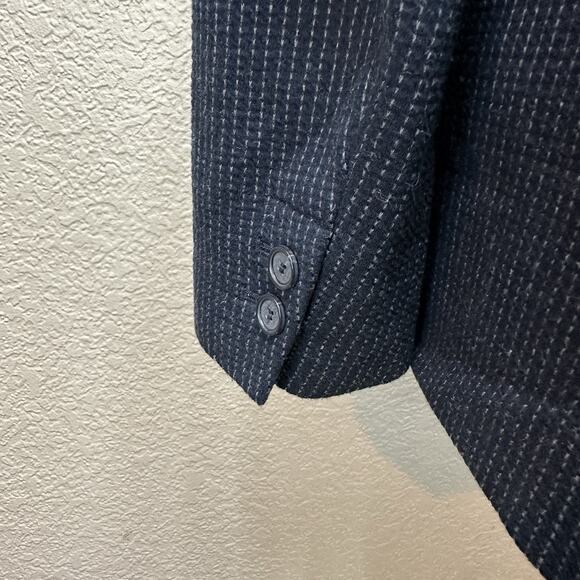 LOFT Textured Blazer Size 14 Navy Blue Career Office Preppy Academia Chic Basic - Picture 12 of 12